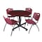 Kobe Kobe Round Table & Chair Set, Wood, Metal, Plastic Top, Mahogany TKB48RNDMH47BY - alternate 1